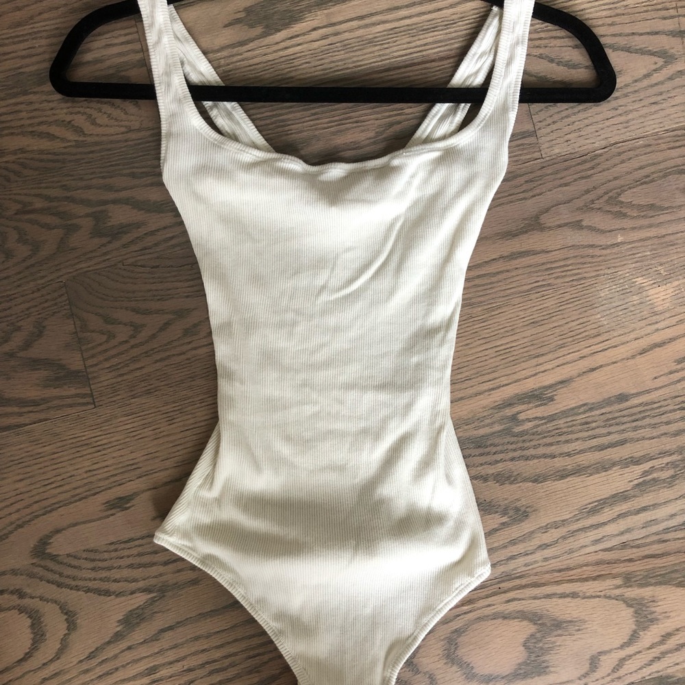 White SKIMS Thong Bodysuit
